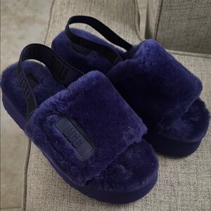 UGG Deep Purple Fluffy Slides